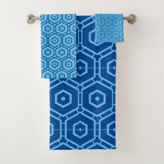 Ensemble de serviettes - Motif Hexagon en Blues