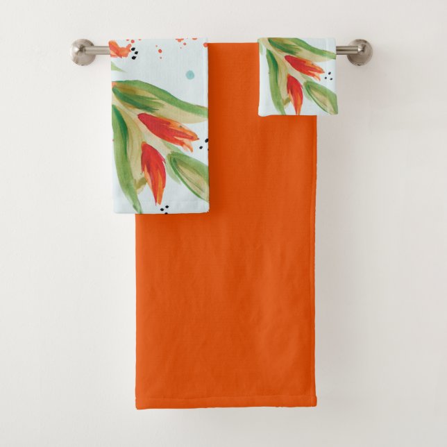 Ensemble De Serviettes Orange Rouillé Et Aquarelle (En situation)
