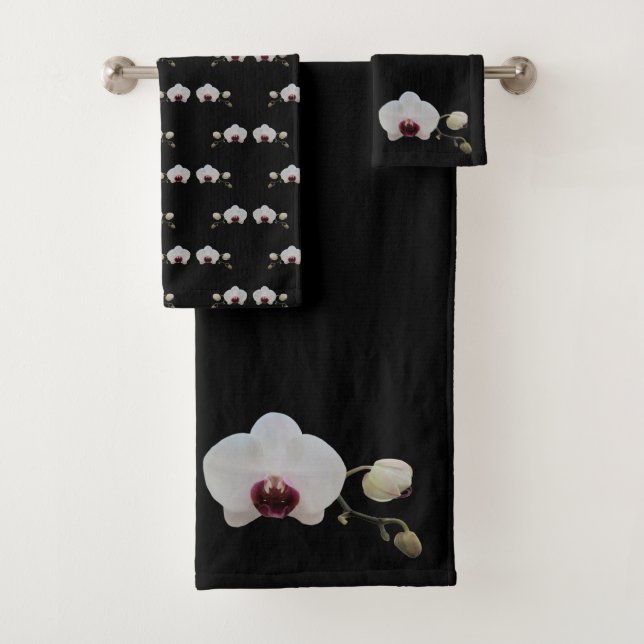 Ensemble de serviettes - Orchidée blanche à lèvres (En situation)