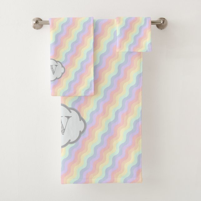 Ensemble de serviettes Pastel Rainbow Waves (En situation)