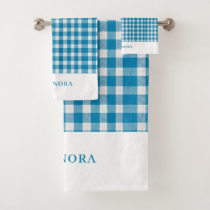 Ensemble de serviettes personnalisé à carreaux ble