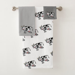 Ensemble de serviettes personnalisées de vache dr