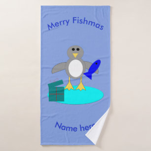 Ensemble de serviettes personnalisées Pingouin pêc