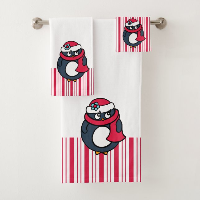 Ensemble de serviettes pingouin au poivre de Noël  (En situation)