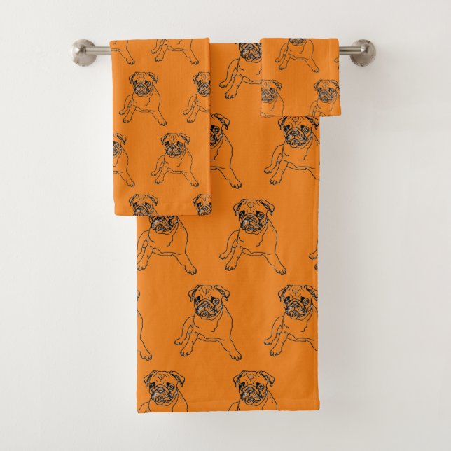 Ensemble de serviettes pour chien carlin mignon te (En situation)