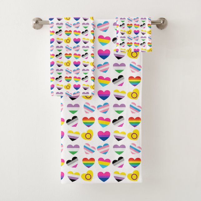 Ensemble de serviettes Pride Hearts (En situation)