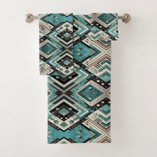 Ensemble de serviettes Rétro Aqua Diamant Moderne