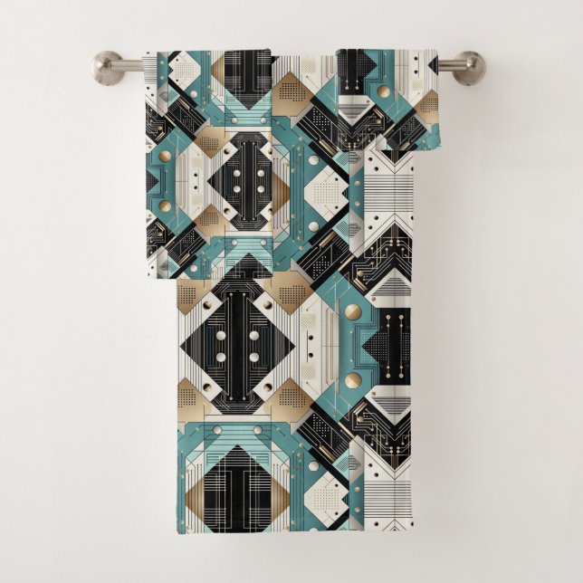 Ensemble de serviettes Retro Aqua Diamond Mid Cent (En situation)