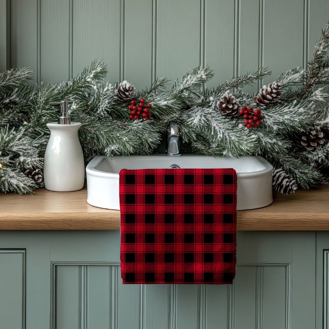 Ensemble de serviettes rouge noir Cadeau classique (Red Black Towel Set Classic Gift for New Beginnings)