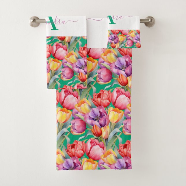 Ensemble de serviettes tulipes couleurs élégantes  (En situation)
