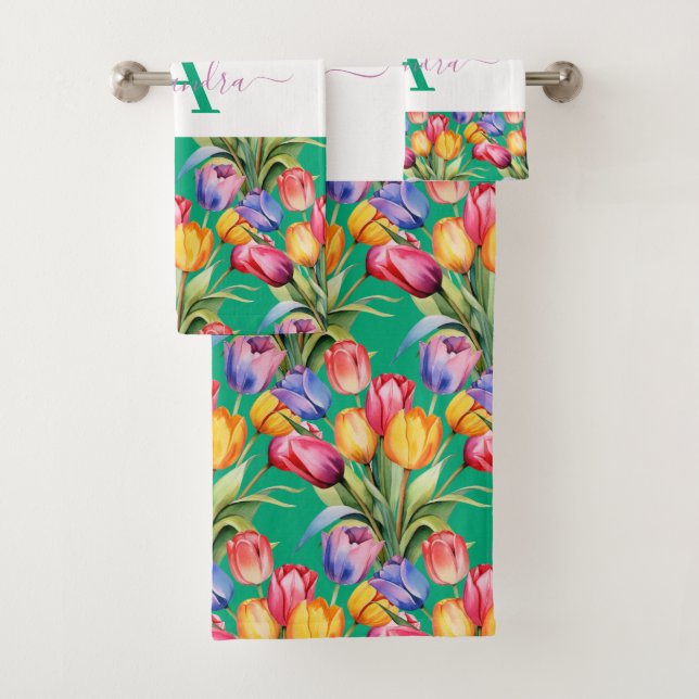 Ensemble de serviettes tulipes couleurs élégantes  (En situation)