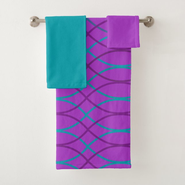 Ensemble de serviettes Vagues Violettes (En situation)