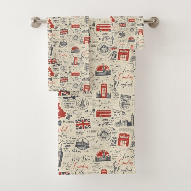 Ensemble de serviettes vintage Londres (En situation)