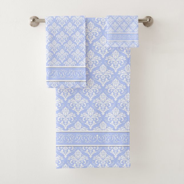 Ensemble de serviettes - Wedgewood Blue Damask (En situation)
