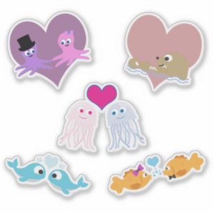 Ensemble de stickers Cartoon Sea Animal Love