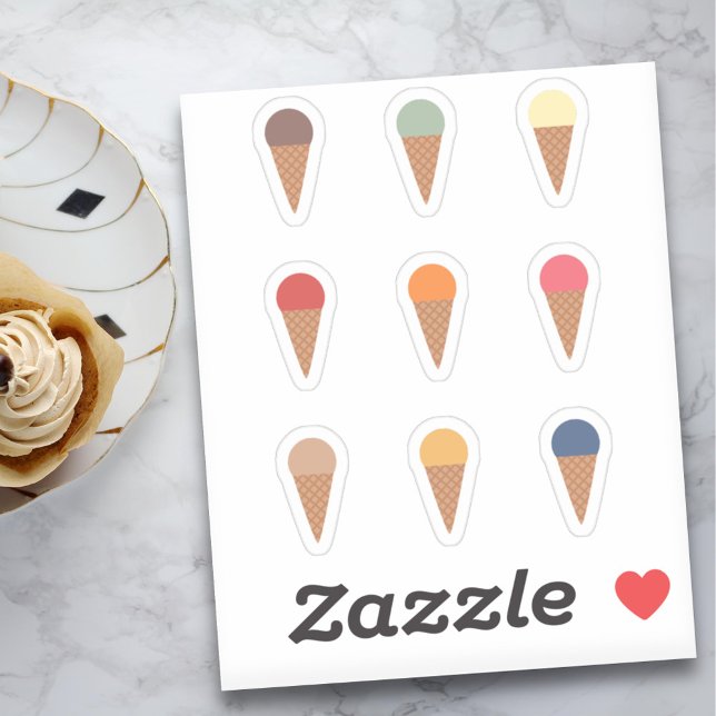 Ensemble de stickers de cône de glace (Set of Ice Cream Cone Stickers)
