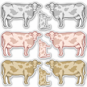 Ensemble de stickers de profil de vache