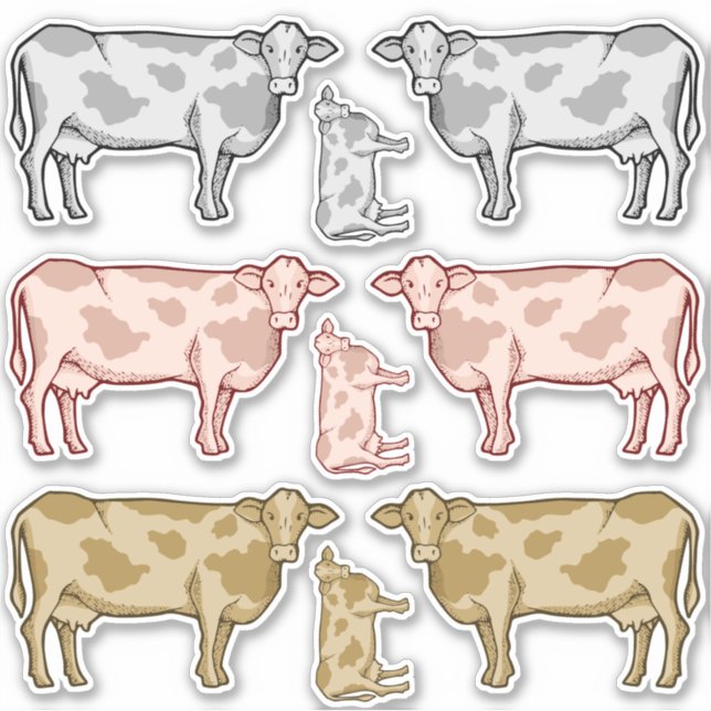 Ensemble de stickers de profil de vache (Devant)