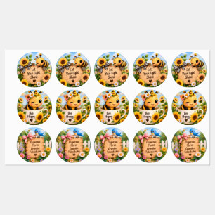 Ensemble de stickers inspirants Cute Bee & Sunflow