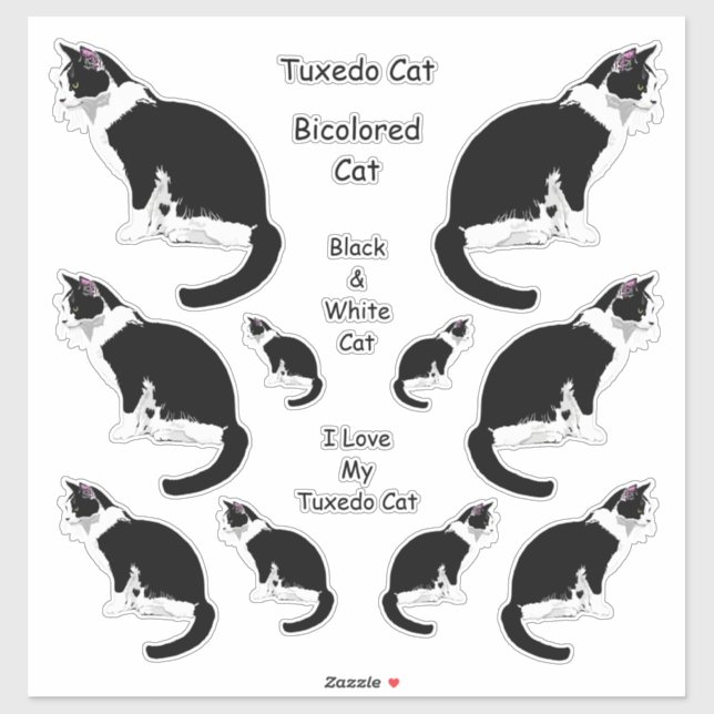 Ensemble de stickers Lg Tuxedo Cats (Feuille)