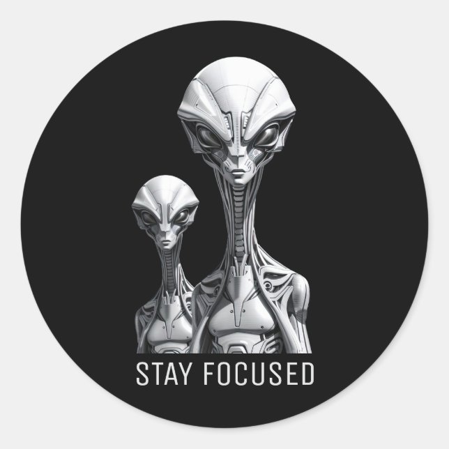 Ensemble de stickers ronds Aliens robots (Devant)