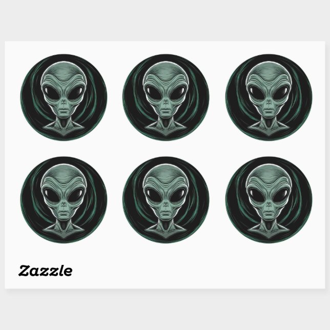 Ensemble de stickers tête Alien gris (Feuille)
