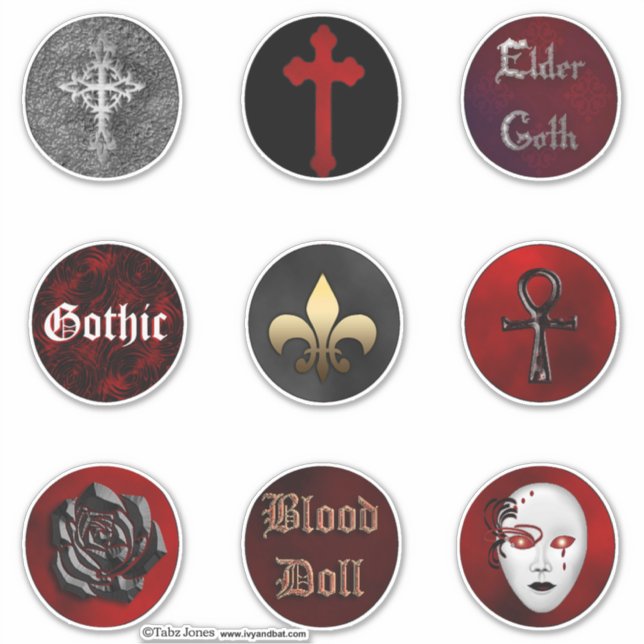 Ensemble de stickers Vampire Gothic Round Collecto (Devant)
