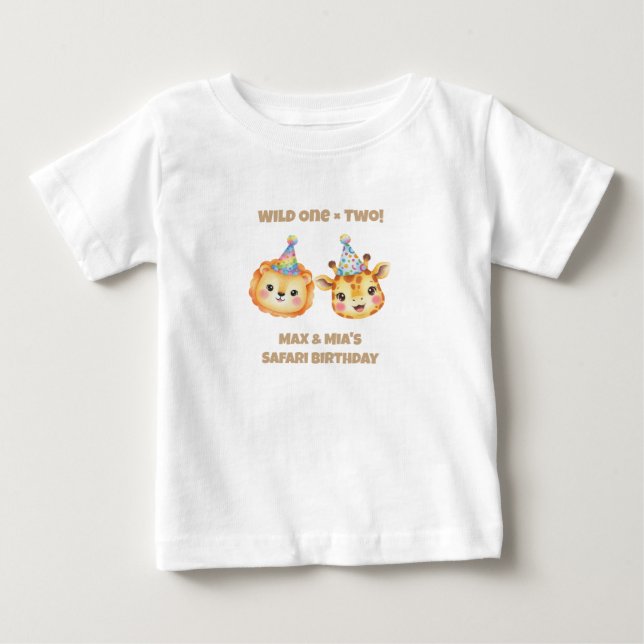 Ensemble de T-shirts de fête Safari pour jumeaux,  (Devant)
