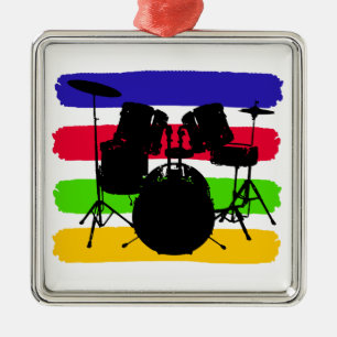 Ensemble de tambour et ornement de Noël de rayure
