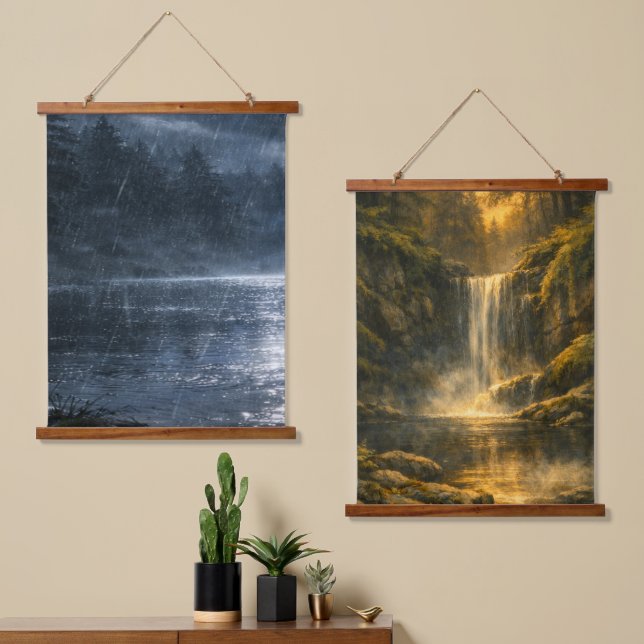Ensemble de tapisserie murale à deux scènes Pluie  (Asymétrique)