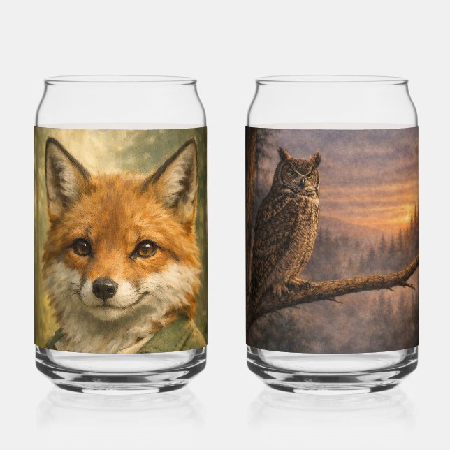 Ensemble de verre à canette Renard forestier + Hib (Recto)