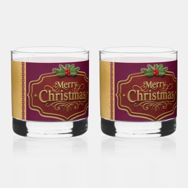 Ensemble de verres à roche de Noël joyeux (Recto)