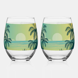 Ensemble de verres à vin Couchers de soleil avec P