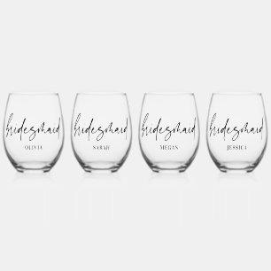 Ensemble de verres à vin personnalisés Bridesmaid