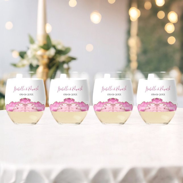 Ensemble de verres de mariage en pierre d'agate ro (Créateur téléchargé)