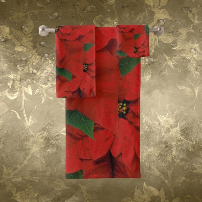 Ensemble élégant de serviettes de bain au poinsett (Créateur téléchargé)