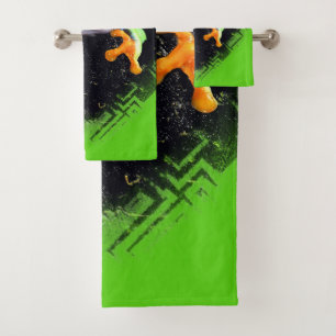 Ensemble encadré de serviette de la grenouille 3