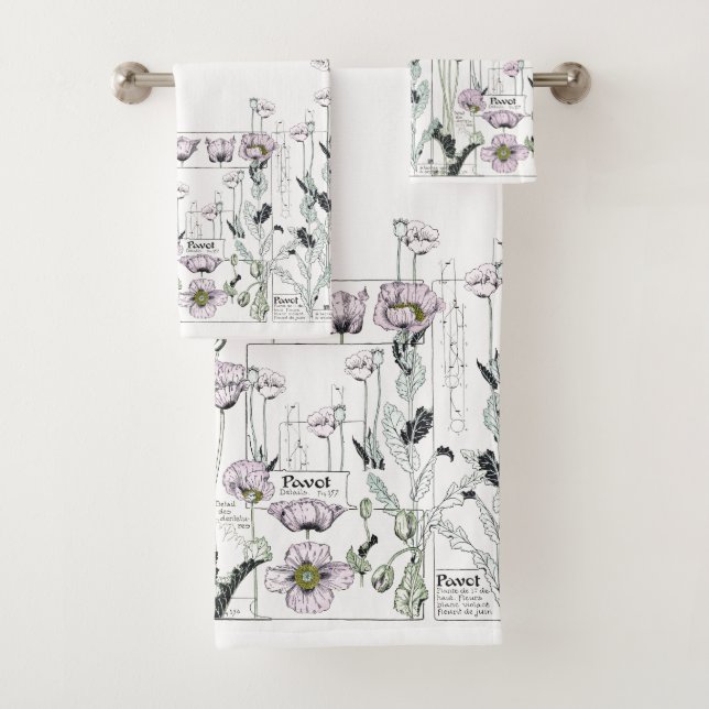 Ensemble français de serviette de Bath de fleurs (En situation)