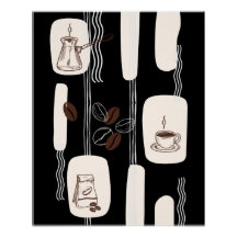 Ensemble imprimable de café arabe, Art mural de cu