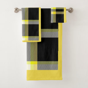 Ensemble jaune et noir de serviette de salle de