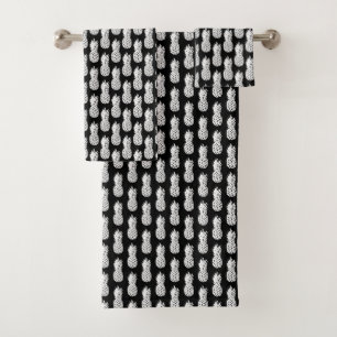 Ensemble noir et blanc chic de serviette de salle
