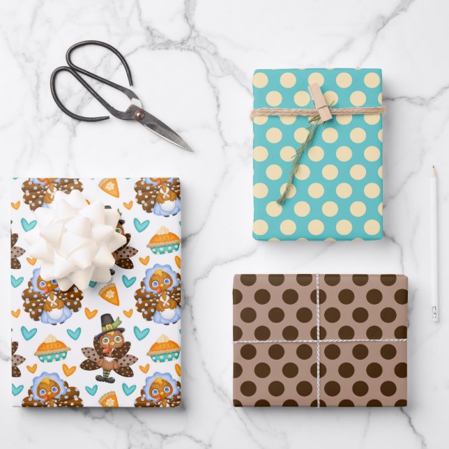 Ensemble papier cadeau de Thanksgiving dinde tarte (Recto)