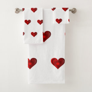 Ensemble rouge de serviette de Bath de coeurs