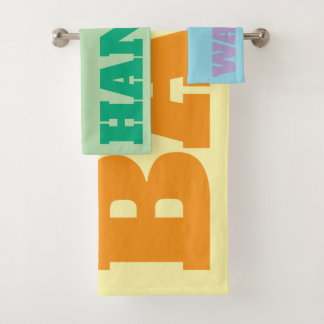 Ensemble serviette de bain et de lavage à texte gr