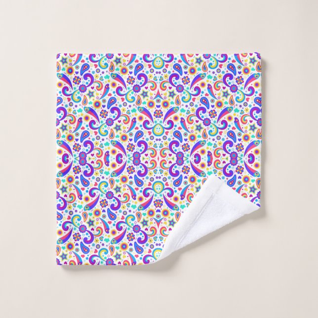 Ensemble serviette et gant de toilette à motif col (Gant de toilette)