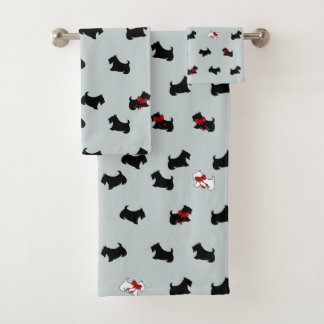Ensemble serviettes de bain écossais gris pour Noë