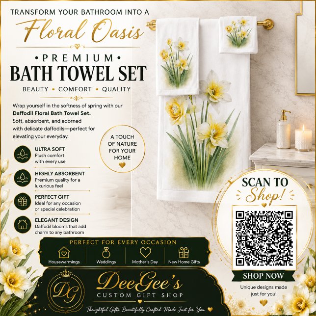 Ensemble serviettes de bain florales narcisse (Créateur téléchargé)