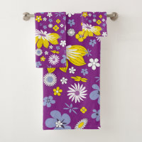 ensemble serviettes de bain flower power 