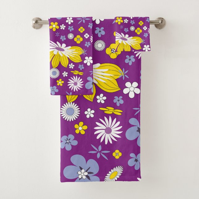 ensemble serviettes de bain flower power  (En situation)
