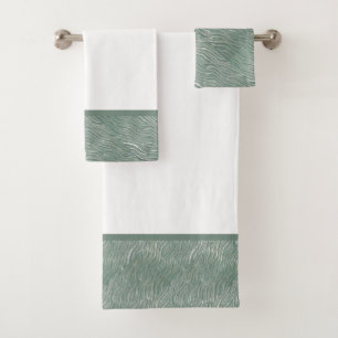 Ensemble serviettes de bain vert impression d'eau